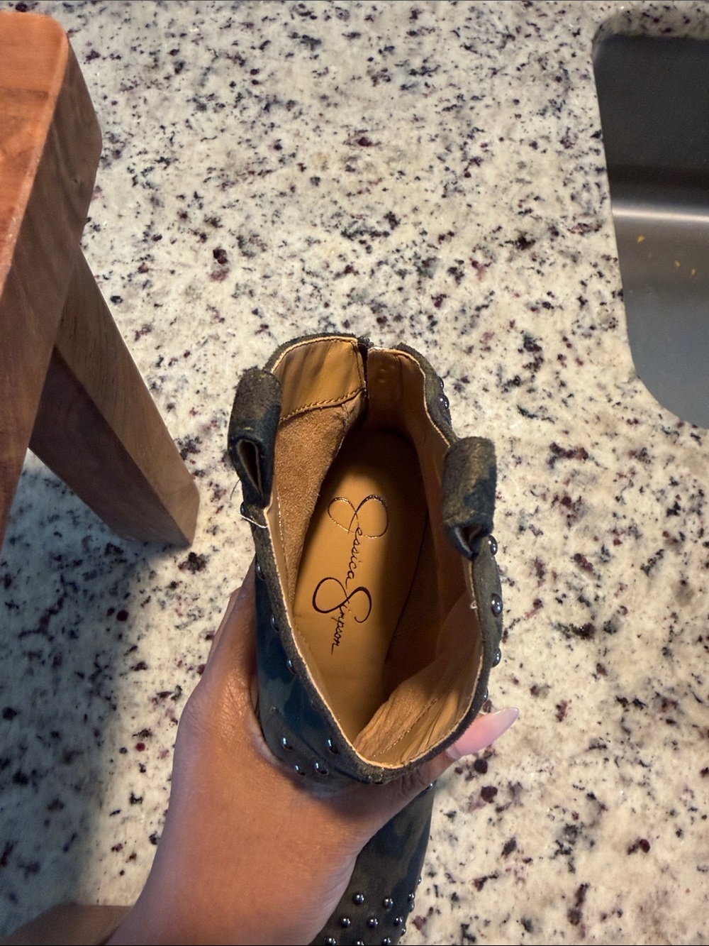 Jessica Simpson Olive Green Studded Ankle Booties
